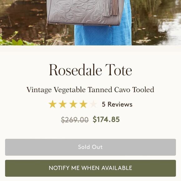 Patricia Nash Rosedale Tote Vintage Vegetable Tanned Cavo Tooled New w/ Tag SOO - Picture 6 of 7